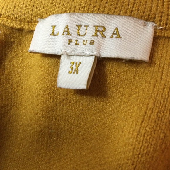 Laura Mustard coloured knit sweater, three quarter sleeves - Picture 2 of 5